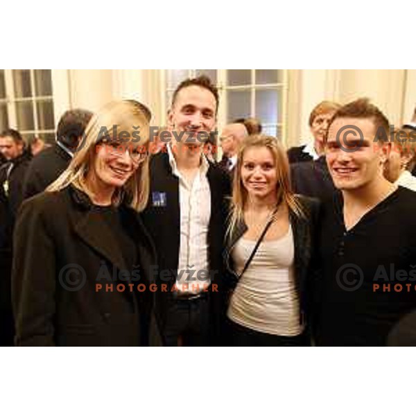 Saso Beroncelj, Teja Belak with Slovenian sportsman and sportswoman at reception by president of Republic of Slovenia in Ljubljana on December 8, 2015