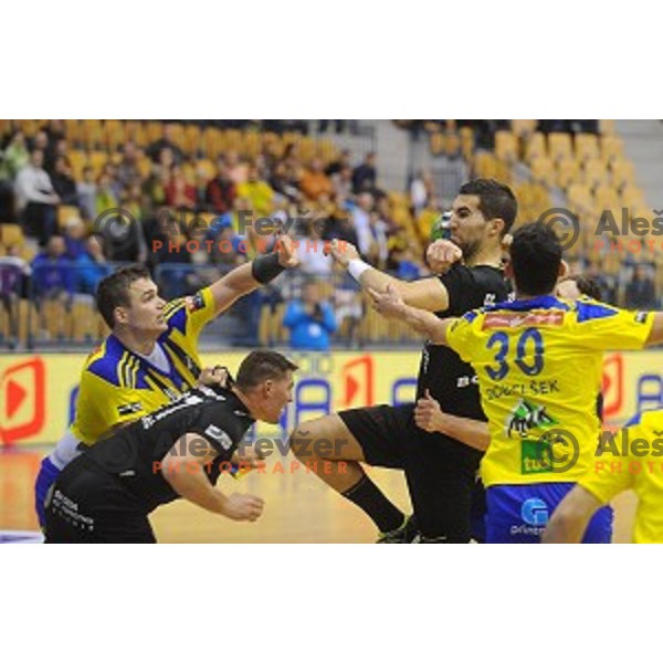 of Celje Pivovarna Lasko in action during Slovenian Cup match between Celje Pivovarna Lasko and Gorenje Velenje in Zlatorog Hall, Celje, Slovenia on December 10, 2015