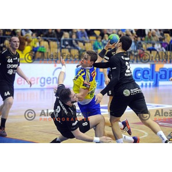 of Celje Pivovarna Lasko in action during Slovenian Cup match between Celje Pivovarna Lasko and Gorenje Velenje in Zlatorog Hall, Celje, Slovenia on December 10, 2015