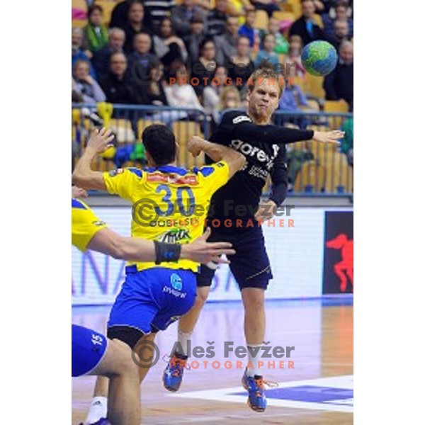 of Celje Pivovarna Lasko in action during Slovenian Cup match between Celje Pivovarna Lasko and Gorenje Velenje in Zlatorog Hall, Celje, Slovenia on December 10, 2015