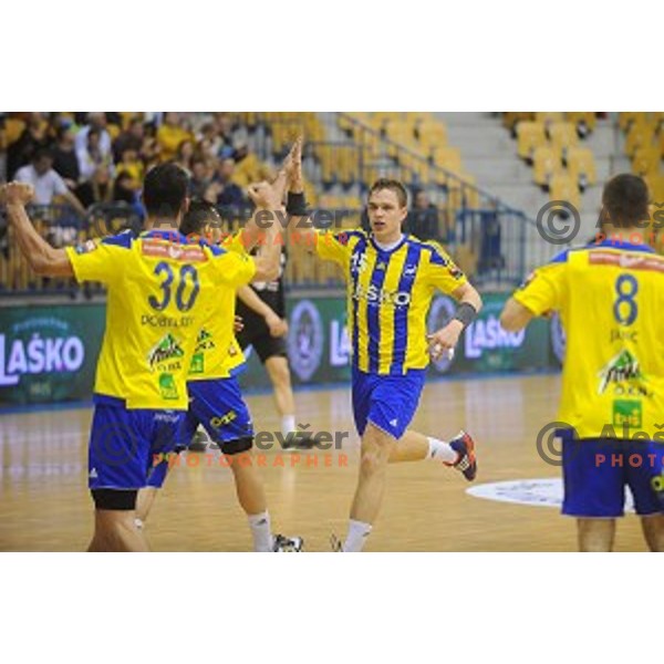 of Celje Pivovarna Lasko in action during Slovenian Cup match between Celje Pivovarna Lasko and Gorenje Velenje in Zlatorog Hall, Celje, Slovenia on December 10, 2015