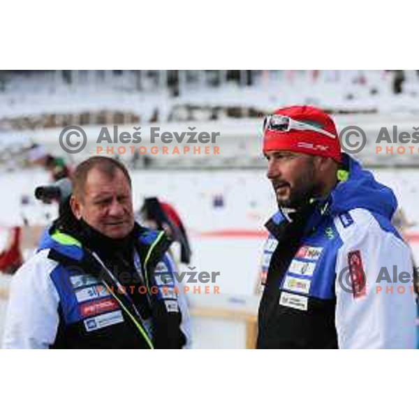 Coaching staff of Slovenian biathlon team, Tomas Kos during BMW IBU World Cup Biathlon Official Training at Pokljuka, Slovenia on December 16, 2015