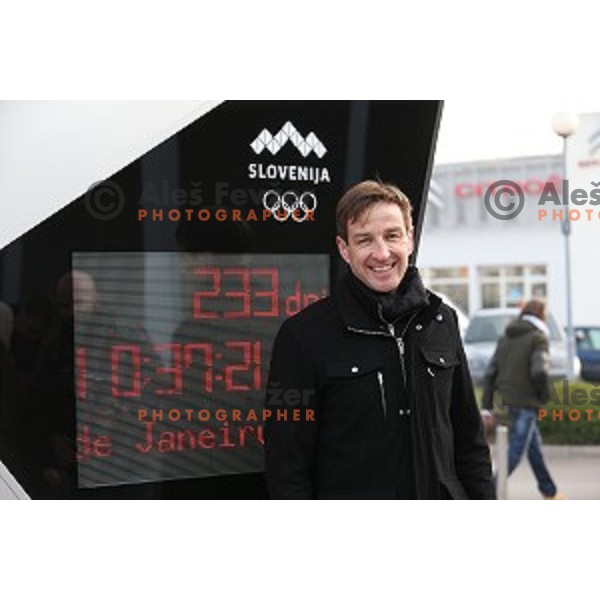 Official presentation of Watch counting time to start of 2016 Summer Olympic games in Rio de Janeiro erected in BTC City, Ljubljana, Slovenia on December 16, 2015