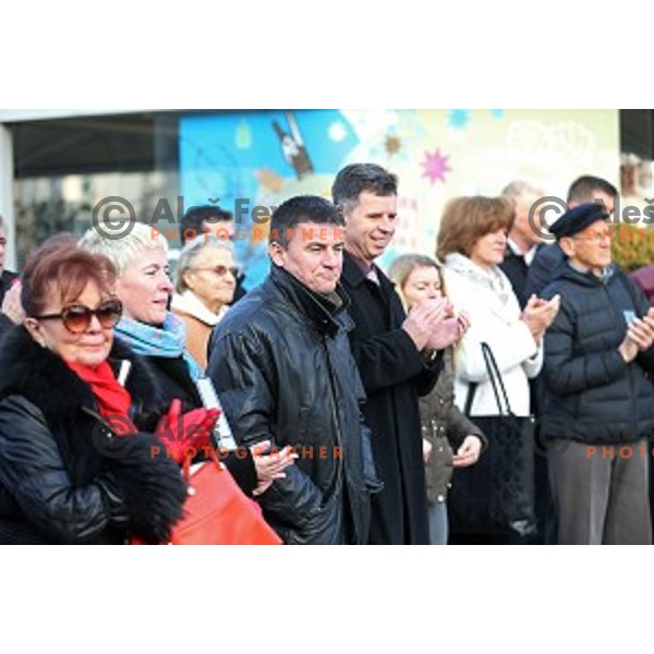 Official presentation of Watch counting time to start of 2016 Summer Olympic games in Rio de Janeiro erected in BTC City, Ljubljana, Slovenia on December 16, 2015