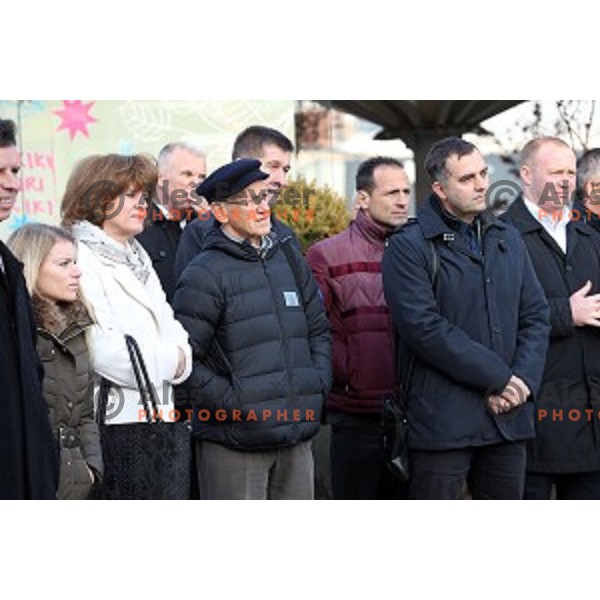 Official presentation of Watch counting time to start of 2016 Summer Olympic games in Rio de Janeiro erected in BTC City, Ljubljana, Slovenia on December 16, 2015