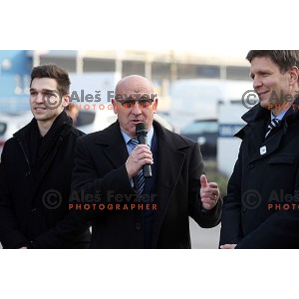 Official presentation of Watch counting time to start of 2016 Summer Olympic games in Rio de Janeiro erected in BTC City, Ljubljana, Slovenia on December 16, 2015