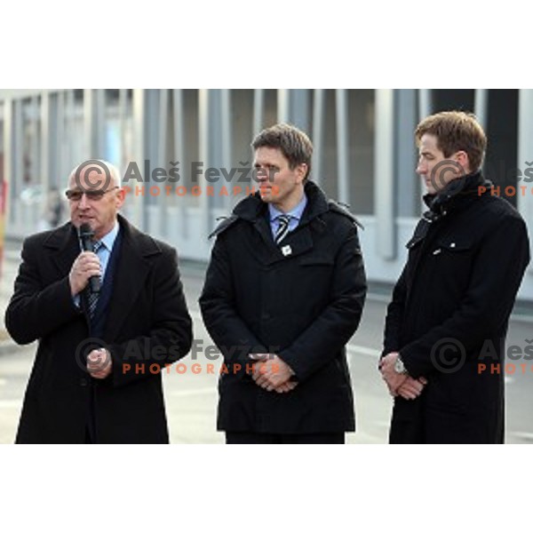 Official presentation of Watch counting time to start of 2016 Summer Olympic games in Rio de Janeiro erected in BTC City, Ljubljana, Slovenia on December 16, 2015