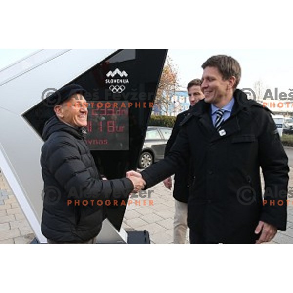 Official presentation of Watch counting time to start of 2016 Summer Olympic games in Rio de Janeiro erected in BTC City, Ljubljana, Slovenia on December 16, 2015