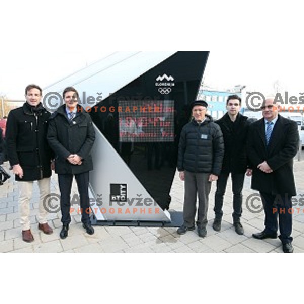 Official presentation of Watch counting time to start of 2016 Summer Olympic games in Rio de Janeiro erected in BTC City, Ljubljana, Slovenia on December 16, 2015