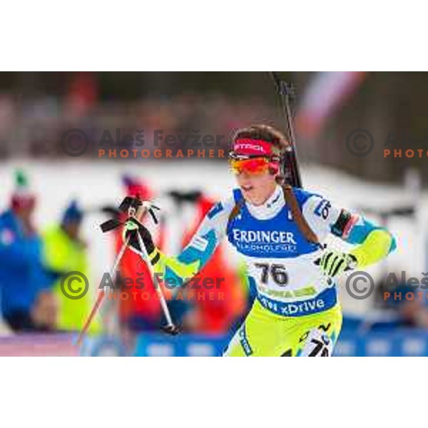 Miha Dovžan during BMW IBU World Cup Biathlon Men 10k Sprint at Pokljuka, Slovenia on December 17, 2015