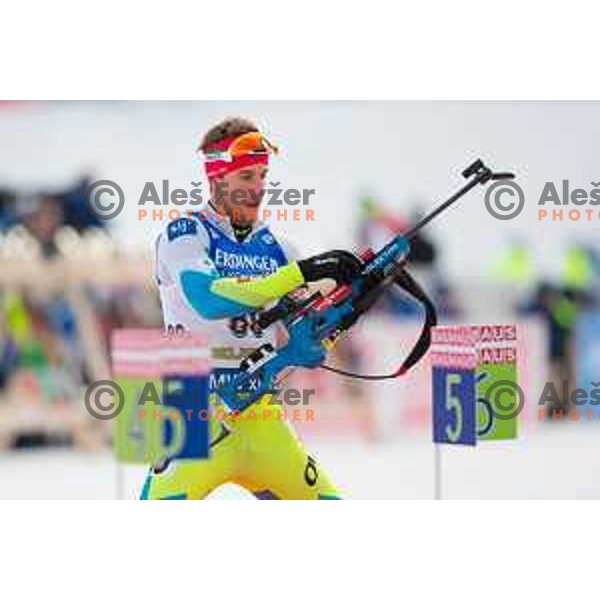 Lenart Oblak during BMW IBU World Cup Biathlon Men 10k Sprint at Pokljuka, Slovenia on December 17, 2015