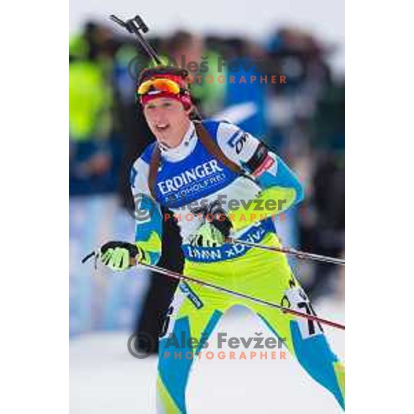 Miha Dovžan during BMW IBU World Cup Biathlon Men 10k Sprint at Pokljuka, Slovenia on December 17, 2015