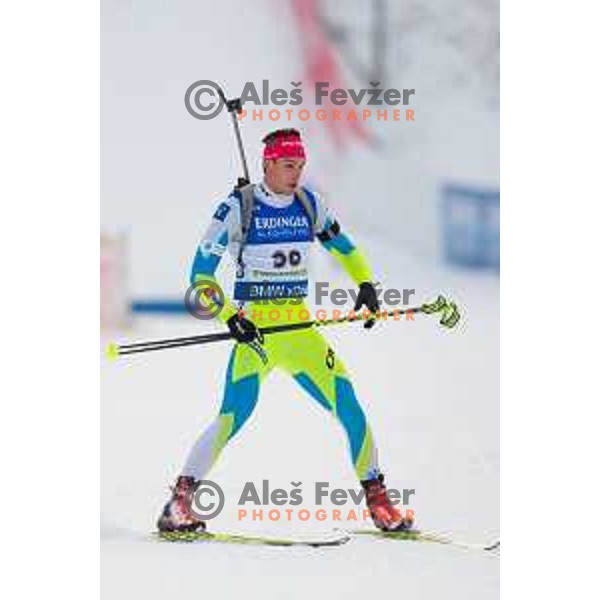 Rok Tršan during BMW IBU World Cup Biathlon Men 10k Sprint at Pokljuka, Slovenia on December 17, 2015