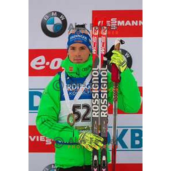 Simon Schempp during BMW IBU World Cup Biathlon Men 10k Sprint at Pokljuka, Slovenia on December 17, 2015