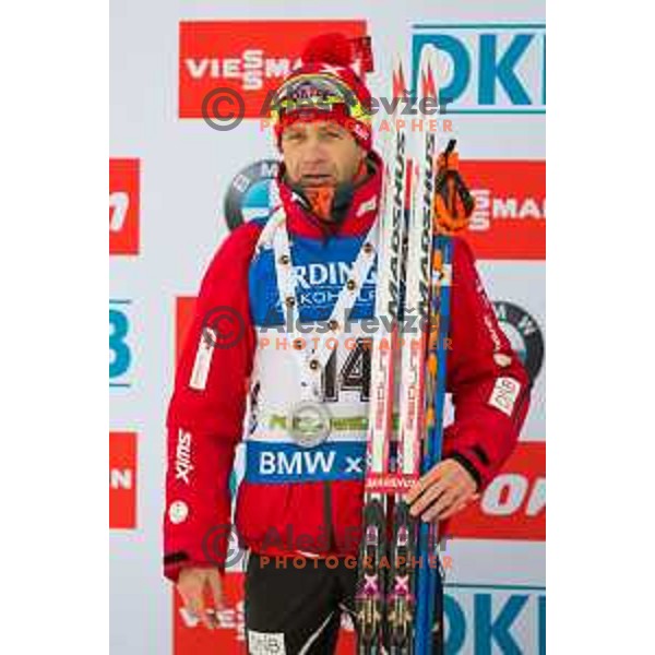 Ole Einar Bjorendalen during BMW IBU World Cup Biathlon Men 10k Sprint at Pokljuka, Slovenia on December 17, 2015