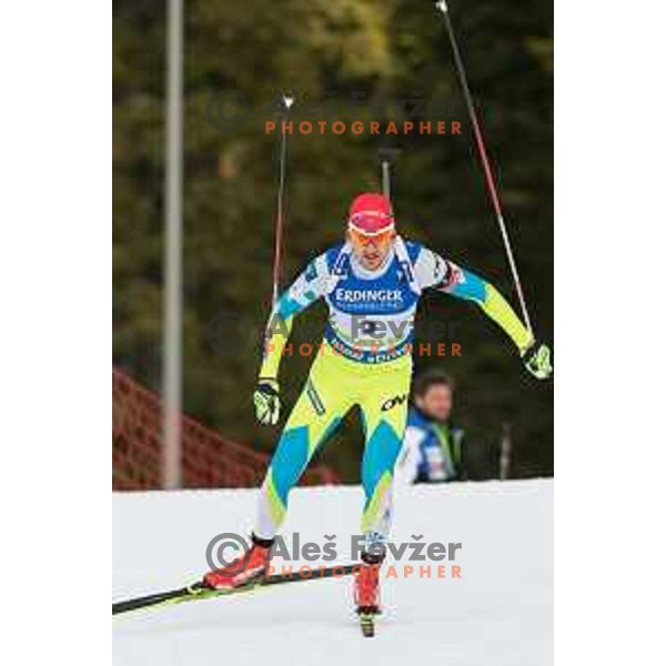 Jakov Fak during BMW IBU World Cup Biathlon Men 10k Sprint at Pokljuka, Slovenia on December 17, 2015