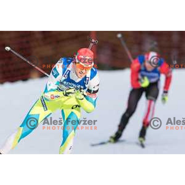 Jakov Fak during BMW IBU World Cup Biathlon Men 10k Sprint at Pokljuka, Slovenia on December 17, 2015