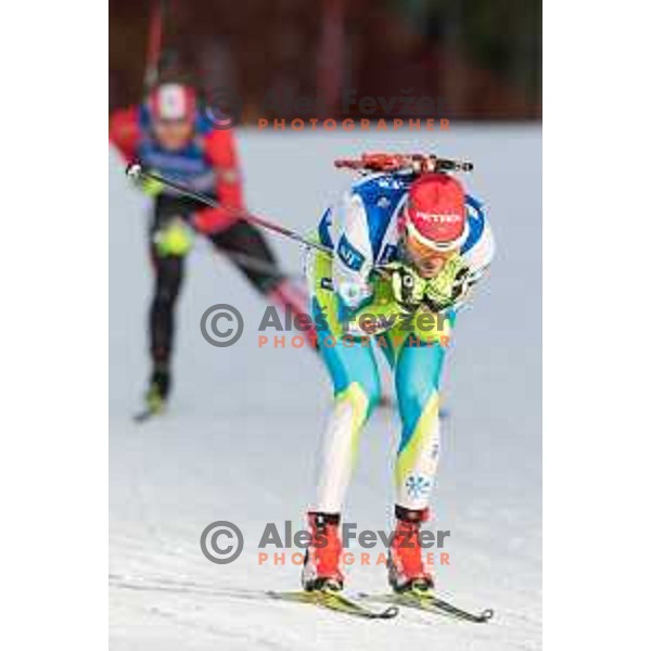 Jakov Fak during BMW IBU World Cup Biathlon Men 10k Sprint at Pokljuka, Slovenia on December 17, 2015