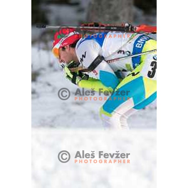 Jakov Fak during BMW IBU World Cup Biathlon Men 10k Sprint at Pokljuka, Slovenia on December 17, 2015