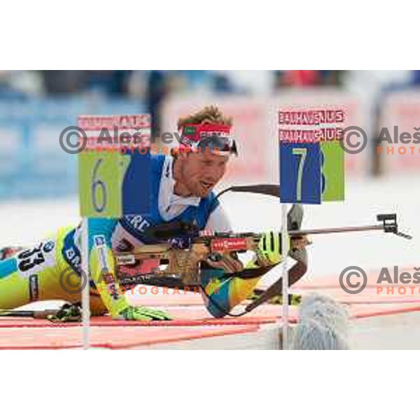 Klemen Bauer during BMW IBU World Cup Biathlon Men 10k Sprint at Pokljuka, Slovenia on December 17, 2015