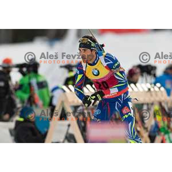 Martin Fourcade during BMW IBU World Cup Biathlon Men 10k Sprint at Pokljuka, Slovenia on December 17, 2015