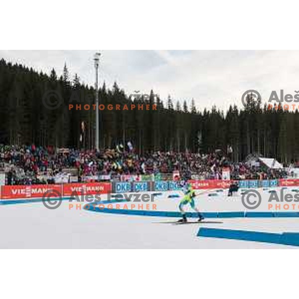 Rok Tršan during BMW IBU World Cup Biathlon Men 10k Sprint at Pokljuka, Slovenia on December 17, 2015