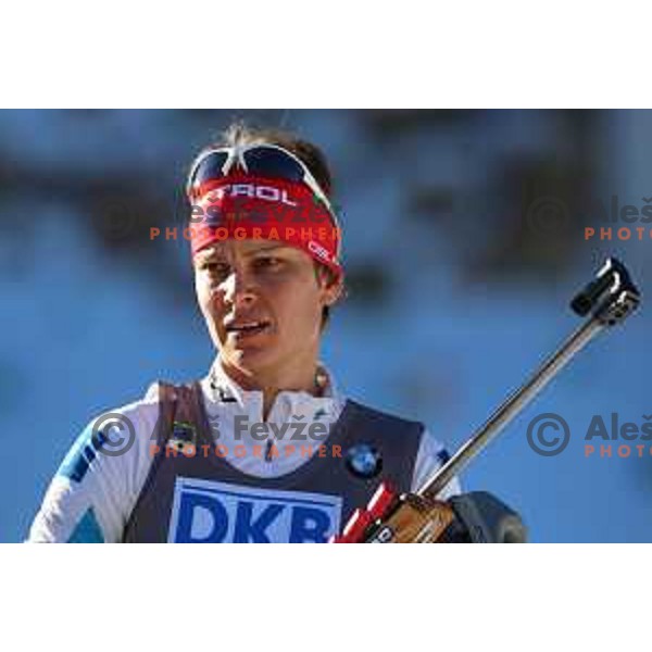 Teja Gregorin during BMW IBU World Cup Biathlon Women 7.5km Sprint at Pokljuka, Slovenia on December 18, 2015
