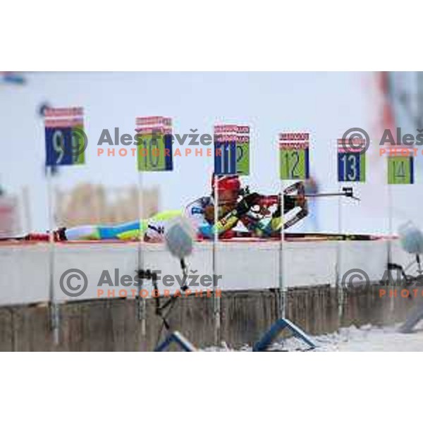 Teja Gregorin during BMW IBU World Cup Biathlon Women 7.5km Sprint at Pokljuka, Slovenia on December 18, 2015