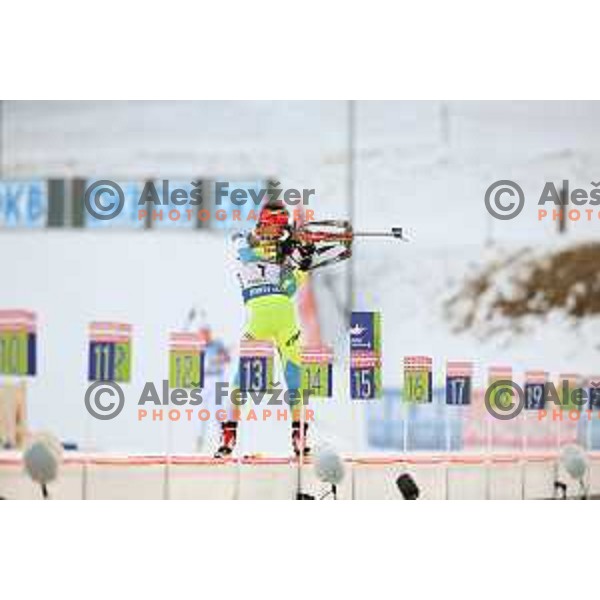 Teja Gregorin during BMW IBU World Cup Biathlon Women 7.5km Sprint at Pokljuka, Slovenia on December 18, 2015