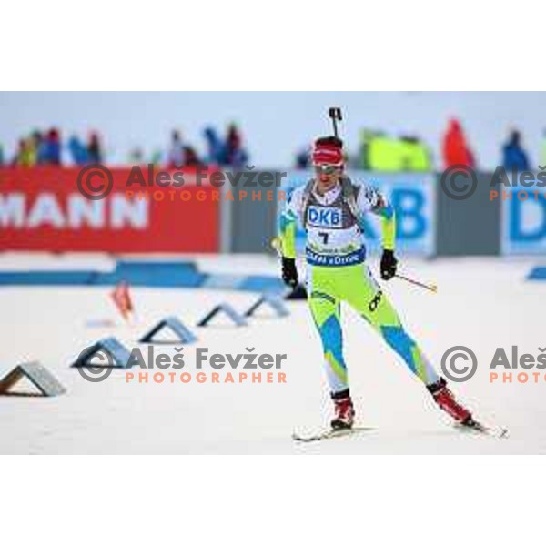 Teja Gregorin during BMW IBU World Cup Biathlon Women 7.5km Sprint at Pokljuka, Slovenia on December 18, 2015