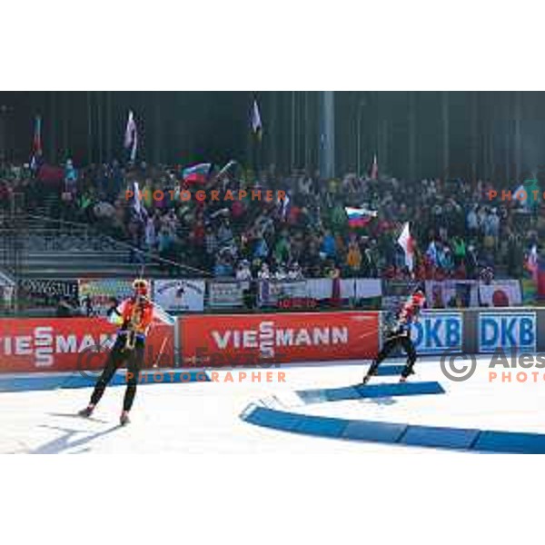 Klemen Bauer during BMW IBU World Cup Biathlon Men Pursuit 12.5km at Pokljuka, Slovenia on December 19, 2015