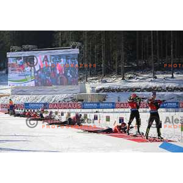Simon Schempp during BMW IBU World Cup Biathlon Men Pursuit 12.5km at Pokljuka, Slovenia on December 19, 2015