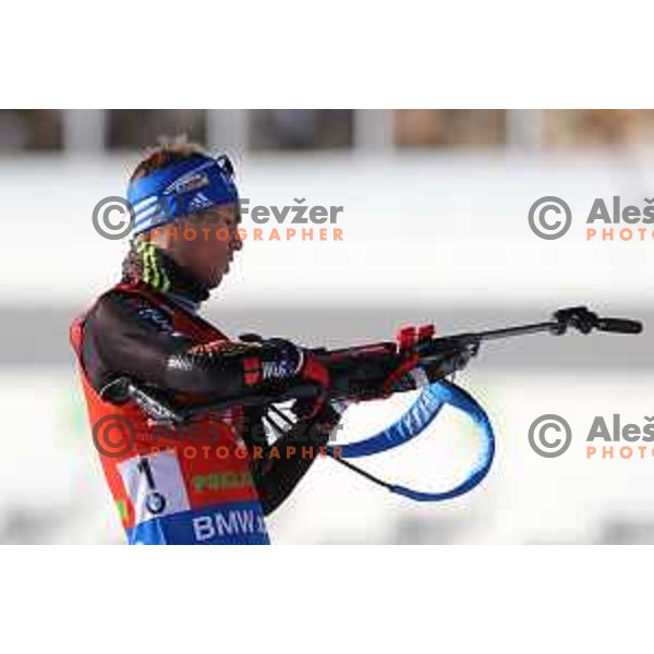 Simon Schempp during BMW IBU World Cup Biathlon Men Pursuit 12.5km at Pokljuka, Slovenia on December 19, 2015