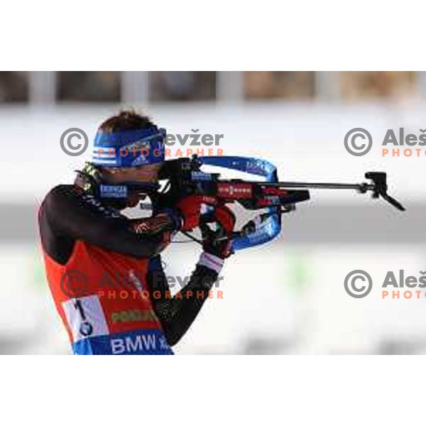 Simon Schempp during BMW IBU World Cup Biathlon Men Pursuit 12.5km at Pokljuka, Slovenia on December 19, 2015