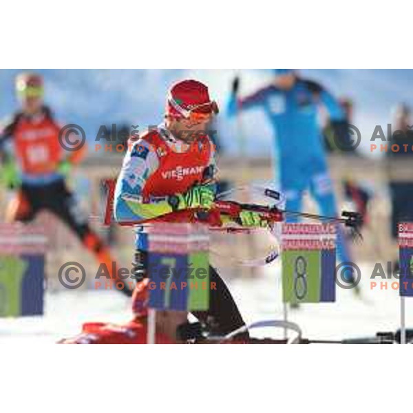 Jakov Fak during BMW IBU World Cup Biathlon Men Pursuit 12.5km at Pokljuka, Slovenia on December 19, 2015