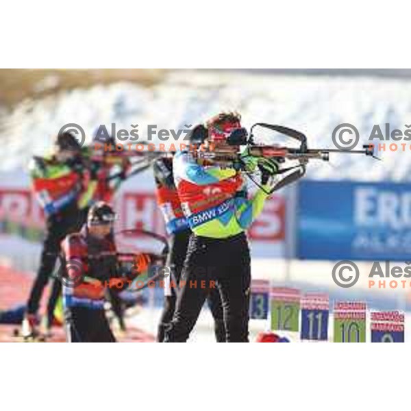 Klemen Bauer during BMW IBU World Cup Biathlon Men Pursuit 12.5km at Pokljuka, Slovenia on December 19, 2015