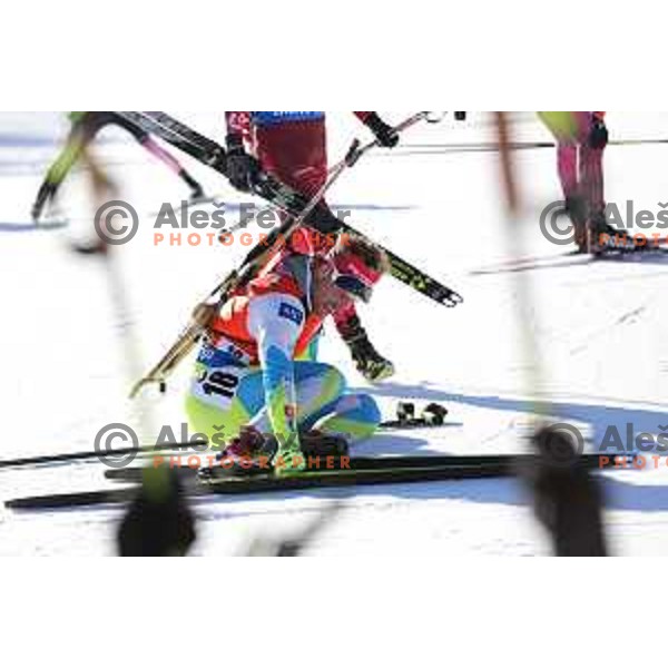 Klemen Bauer during BMW IBU World Cup Biathlon Men Pursuit 12.5km at Pokljuka, Slovenia on December 19, 2015