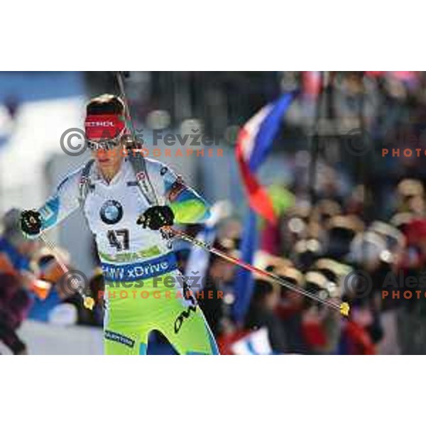 Teja Gregorin during BMW IBU World Cup Biathlon Women Pursuit 10km at Pokljuka, Slovenia on December 19, 2015