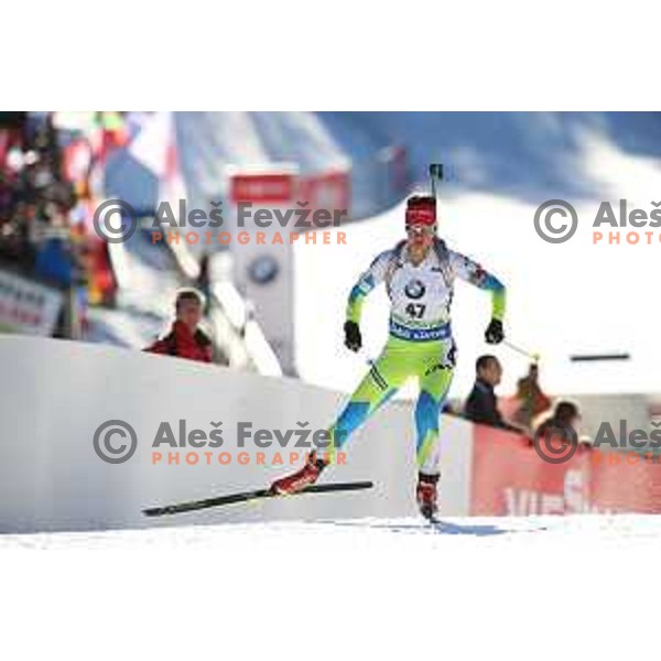 Teja Gregorin during BMW IBU World Cup Biathlon Women Pursuit 10km at Pokljuka, Slovenia on December 19, 2015