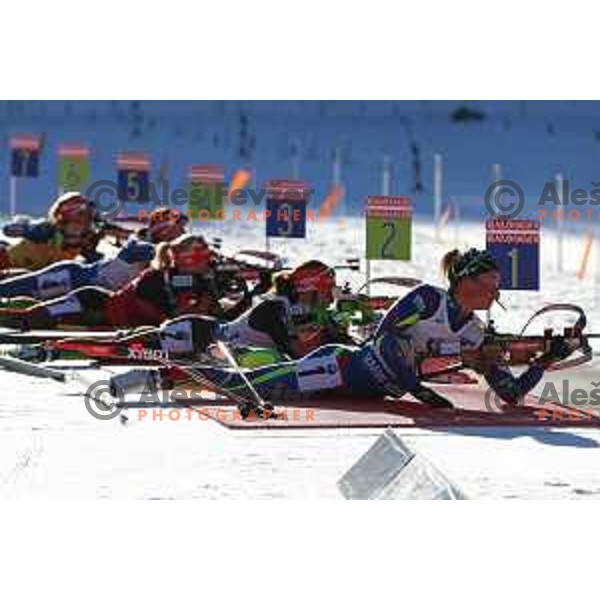 Marie Dorin Habert during BMW IBU World Cup Biathlon Women Pursuit 10km at Pokljuka, Slovenia on December 19, 2015