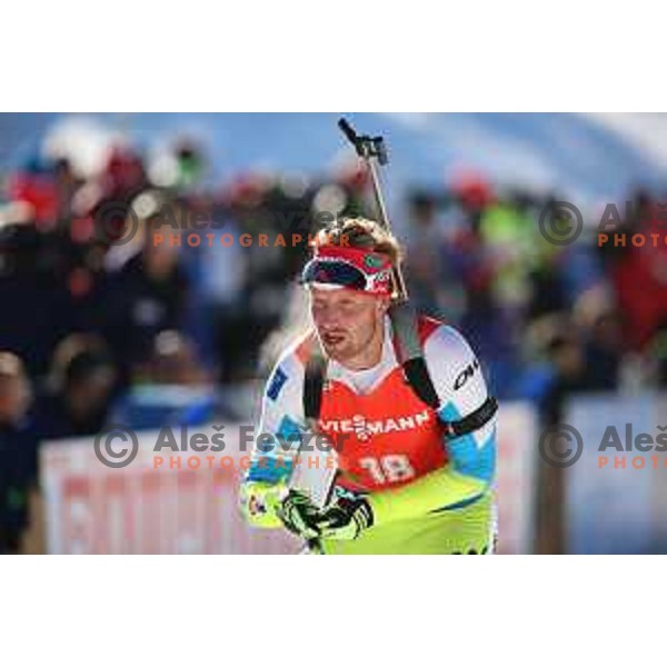 Klemen Bauer during BMW IBU World Cup Biathlon Men Pursuit 12.5km at Pokljuka, Slovenia on December 19, 2015