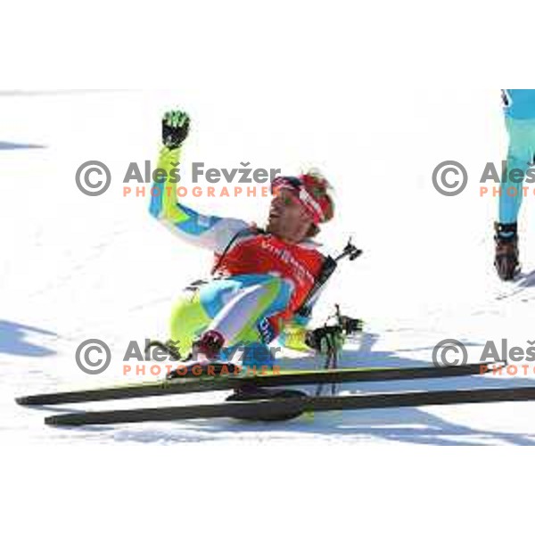 Klemen Bauer during BMW IBU World Cup Biathlon Men Pursuit 12.5km at Pokljuka, Slovenia on December 19, 2015