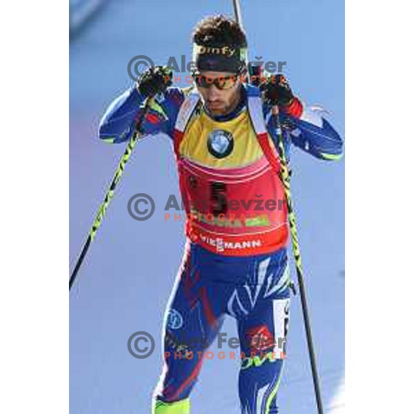 Martin Fourcade during BMW IBU World Cup Biathlon Men Pursuit 12.5km at Pokljuka, Slovenia on December 19, 2015