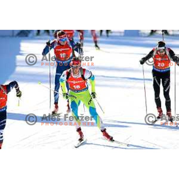 Klemen Bauer during BMW IBU World Cup Biathlon Men Pursuit 12.5km at Pokljuka, Slovenia on December 19, 2015