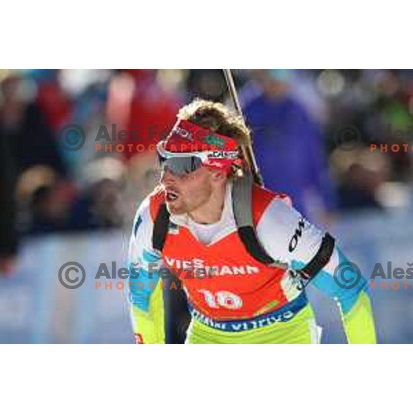 Klemen Bauer during BMW IBU World Cup Biathlon Men Pursuit 12.5km at Pokljuka, Slovenia on December 19, 2015