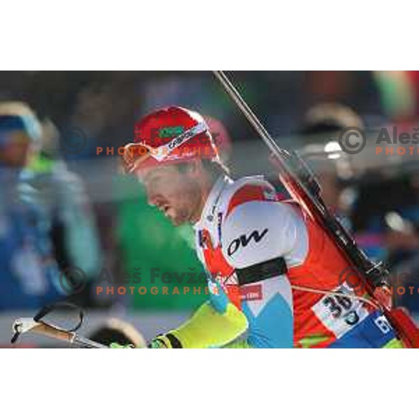 Jakov Fak during BMW IBU World Cup Biathlon Men Pursuit 12.5km at Pokljuka, Slovenia on December 19, 2015