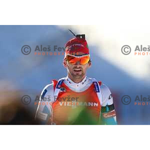 Jakov Fak during BMW IBU World Cup Biathlon Men Pursuit 12.5km at Pokljuka, Slovenia on December 19, 2015