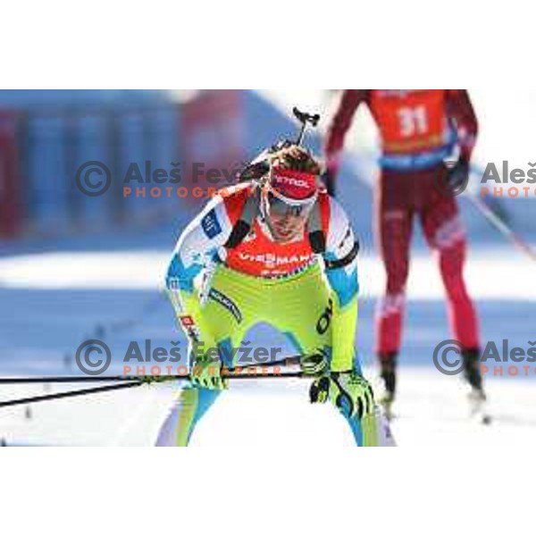 Klemen Bauer during BMW IBU World Cup Biathlon Men Pursuit 12.5km at Pokljuka, Slovenia on December 19, 2015