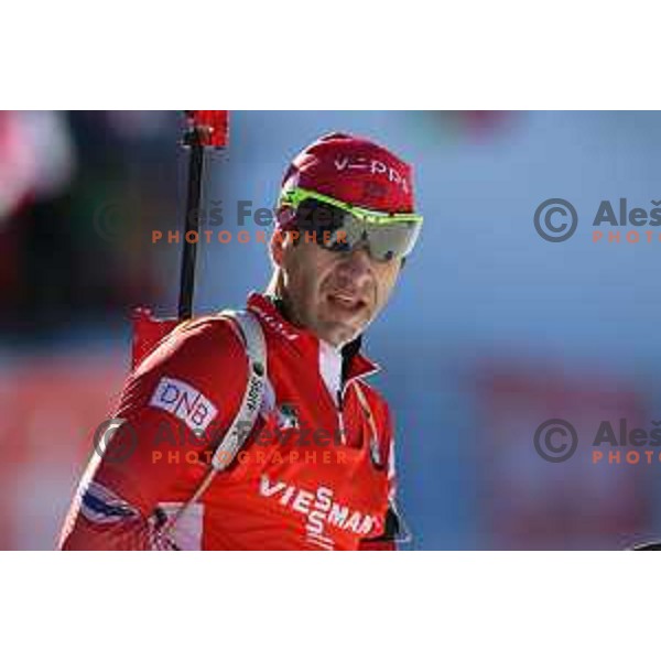 Ole Einar Bjorendalen during BMW IBU World Cup Biathlon Men Pursuit 12.5km at Pokljuka, Slovenia on December 19, 2015