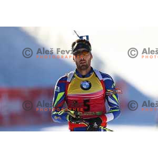 Martin Fourcade during BMW IBU World Cup Biathlon Men Pursuit 12.5km at Pokljuka, Slovenia on December 19, 2015